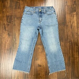 J.Crew 9" Demi Boot Crop Jeans Medium Wash Denim Raw Hem Women's Size 30.